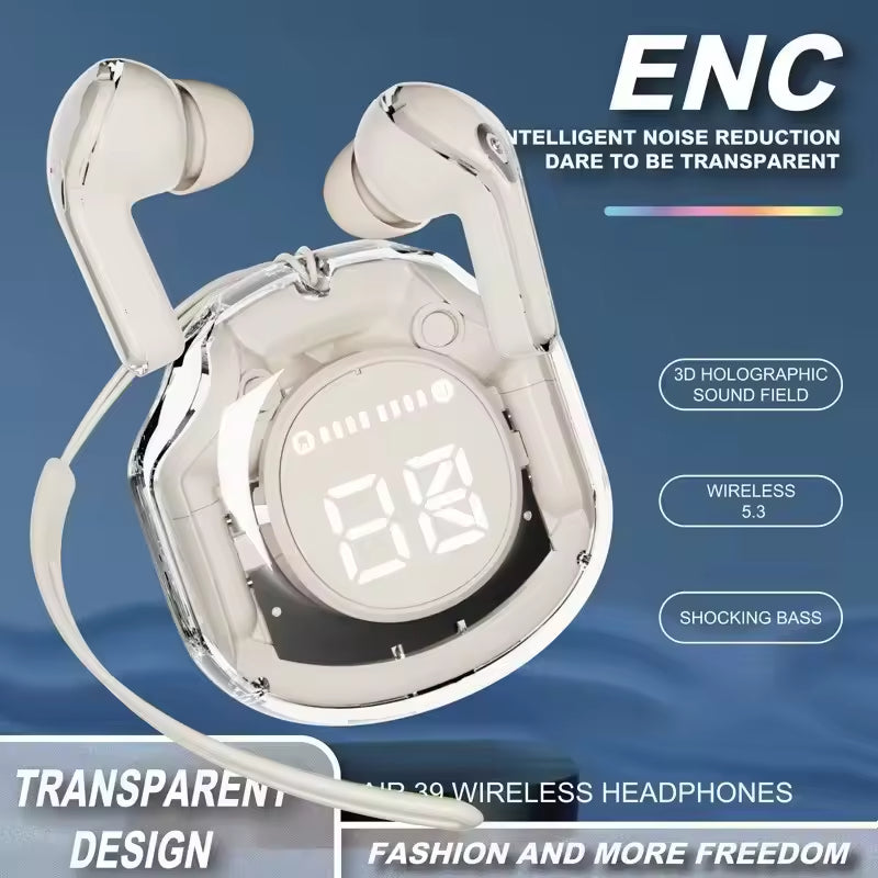 ZenClassic Crystal Pro OEM TWS Earbuds - Transparent Design & Hi-Fi Stereo (MOQ 800pcs)